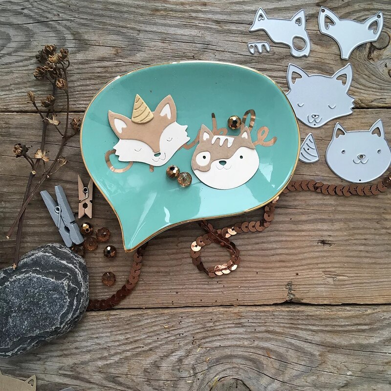 Metal Skærematricer - DIY Scrapbooking, Kort, Fotoalbum - Blade, Ananas, Sommerfugl, Ræv, Fugl