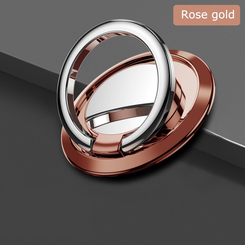 Telefoon Houder Stand Vinger Ring Grip 360 Roterende Voor Mobiele Telefoon Auto Magnetische Mount Phone Terug Sticker Pad Unniversal Beugel: Rose gold