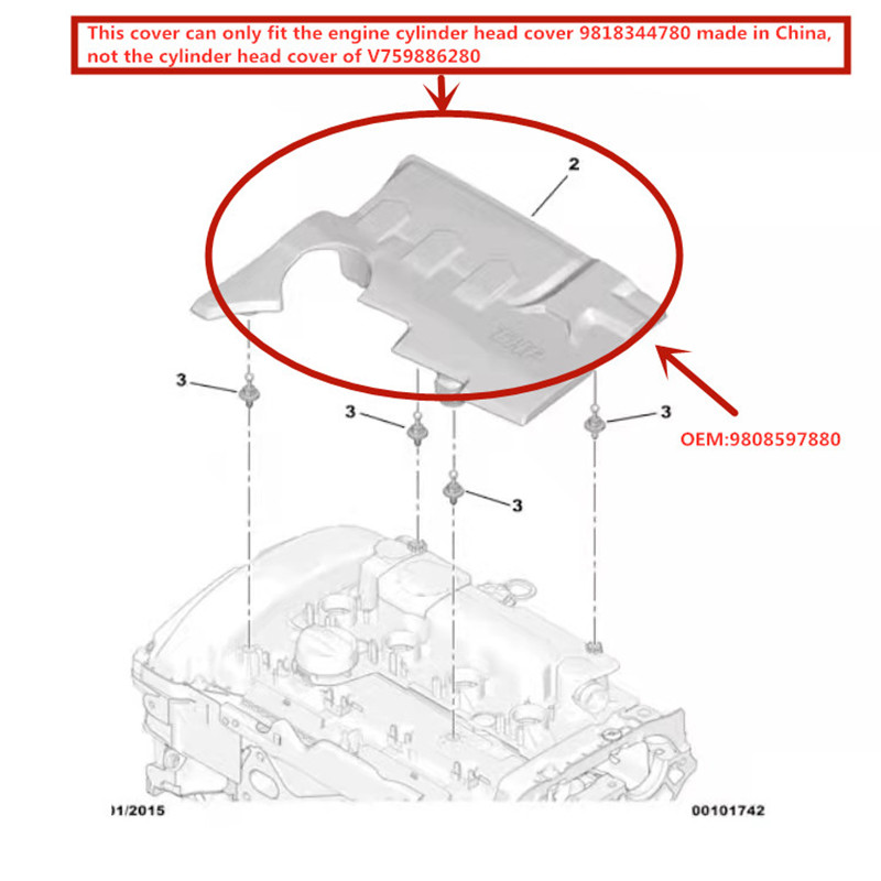 Cache moteur décoratif, protection thermique, OEM , adapté à la peugeot 308 408 S 3008 5008 C3-XR Citroen 9808597880 C4L C5 C6