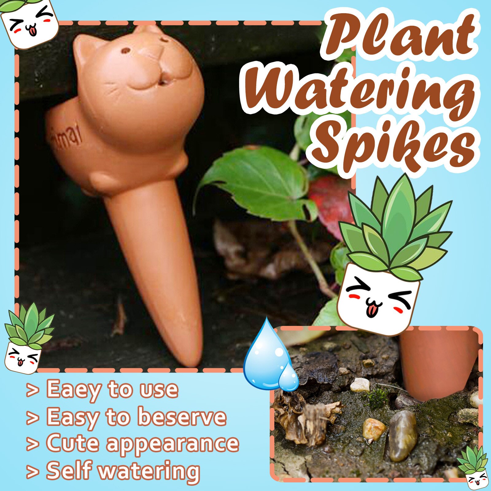 Animal Shape Plant Watering Spikes Self Watering Spikes Terracotta Plants Automatic Flower Garden Adjustable Watering Device
