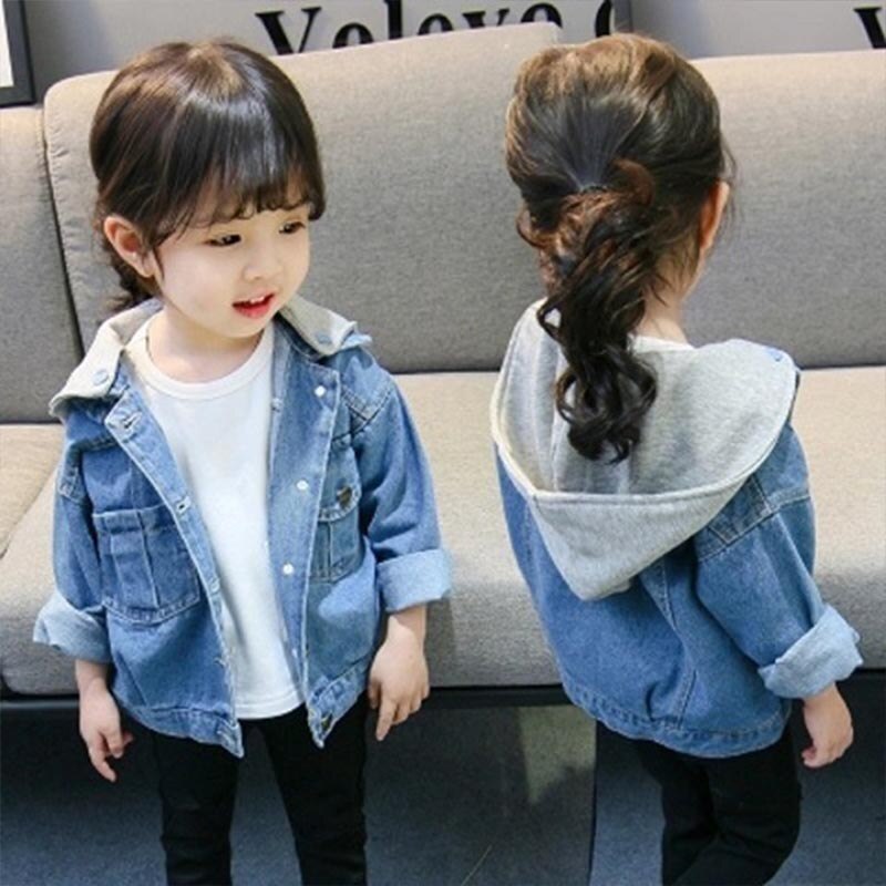 Meisjes Boy Casual Jassen Denim Kid Trendy Hooded Bovenkleding Windjacks Baby Trend Wear Baby Lente Herfst Kleding