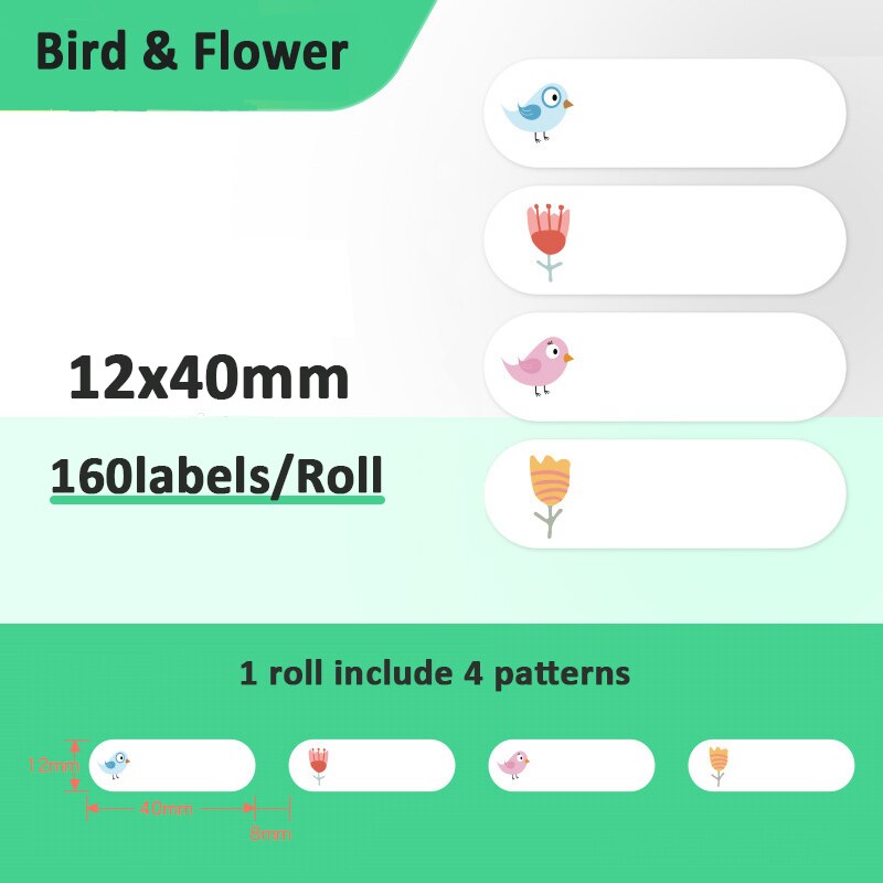 Niimbot D11 Print Label Printer Machine Sensitive Label Adhesive Paper Self-adhesive Sticky Sticker Label Paste Thermal Labels: 12x40mm 2