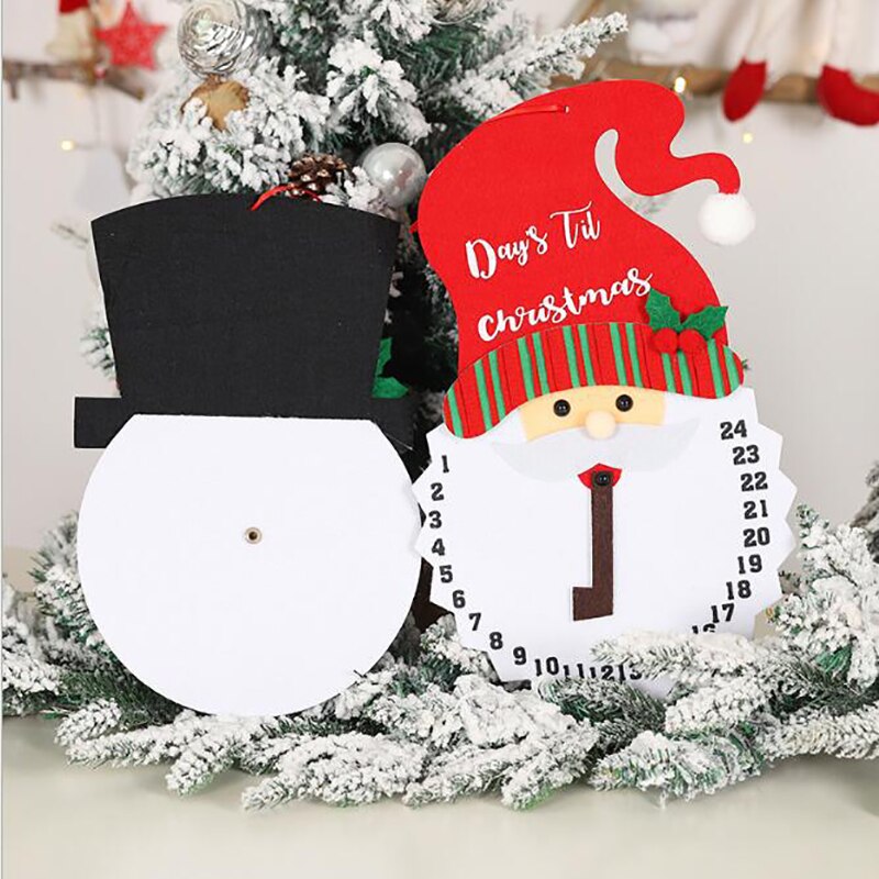 Tekstureret tryk kalender gør det selv tegneserie julemand snemand nedtælling vægkalender juledekoration jule vedhæng ornamenter