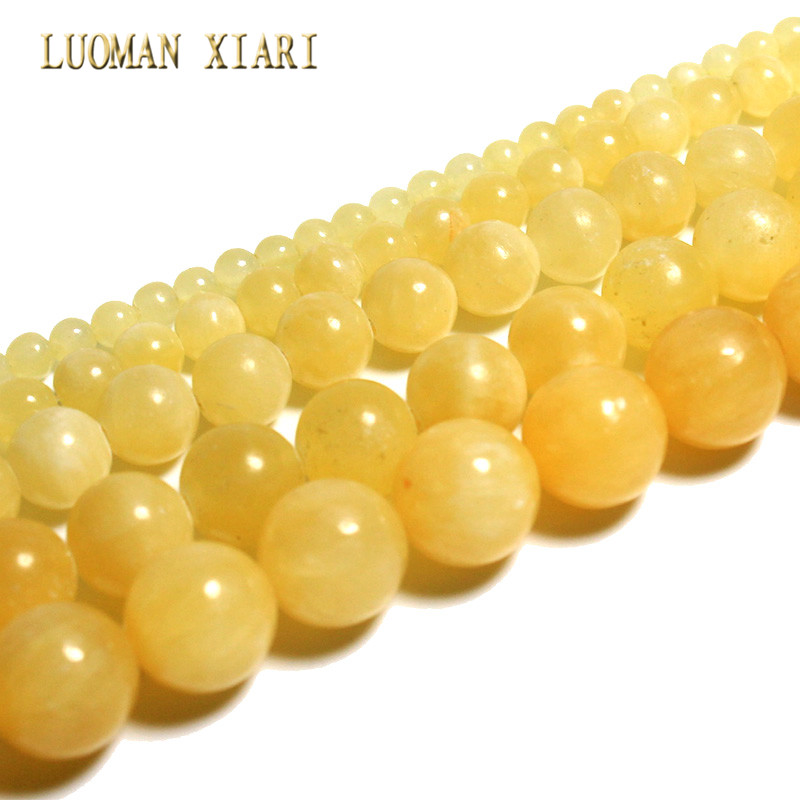 LUOMAN XIARI Round Natural Topaz Jade Stone Beads For Jewelry Making DIY Bracelet Necklace Material 4/ 6/8/10/12mm Strand 15''