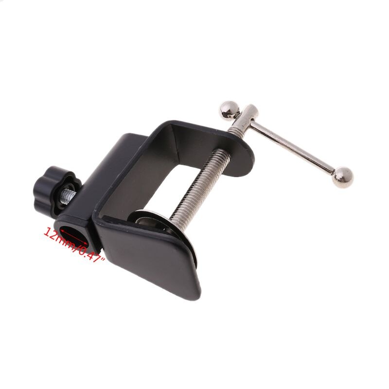 Aluminum Alloy Iron Cantilever Bracket Clamp with Hole Adjustable Thumb Screws Non-Slip Mat for Mic Stand Desk Clip
