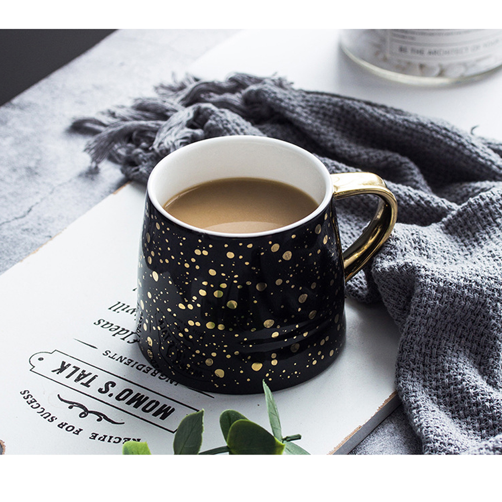 Ceramic Coffee Mug Milk Cup Drinkware Starry Sky Pattern Teacup Simple Mugs pink black white cup