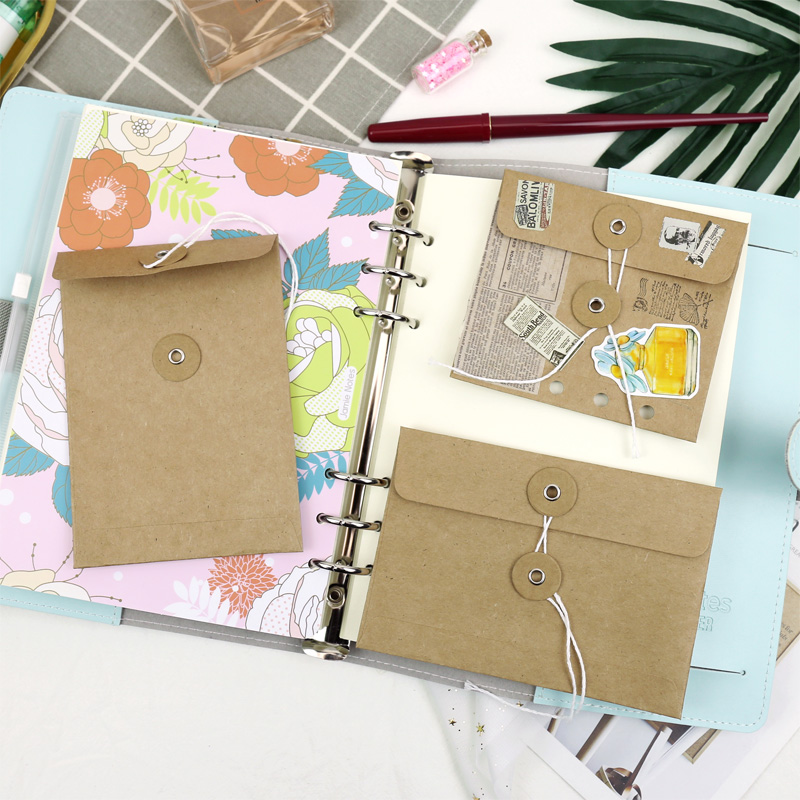 Mypretty-sobres de papel Kraft DIY, carpeta de cierre de papel, organizador TN, herramientas de colección, accesorio de decoración, 6 uds.