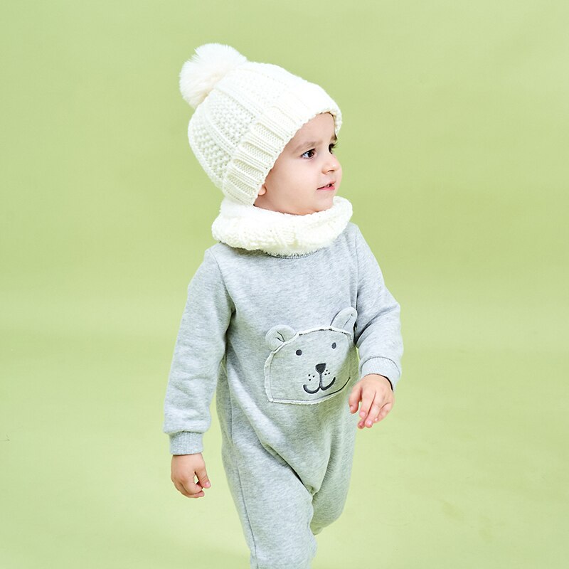 Gorro de invierno para bebé, gorros gruesos de punto para gorra para niños y niñas y gorro de bufanda, pañuelo de lana suave, accesorios con tapa de cabezal redondo