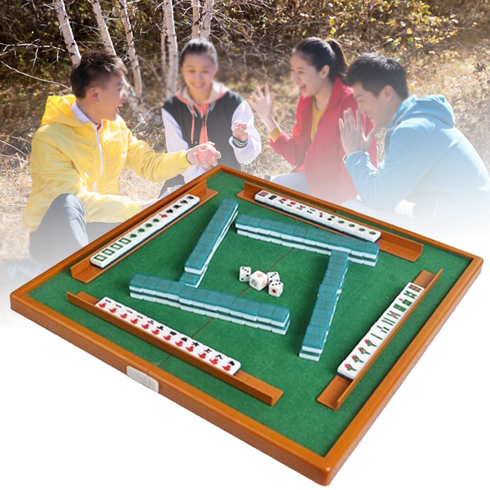 Erwachsene drinnen Leichte Bord Spiel Reise Tragbare Mini Mahjong einstellen Unterhaltung Traditionelle Mit Klapptisch Partei Acryl