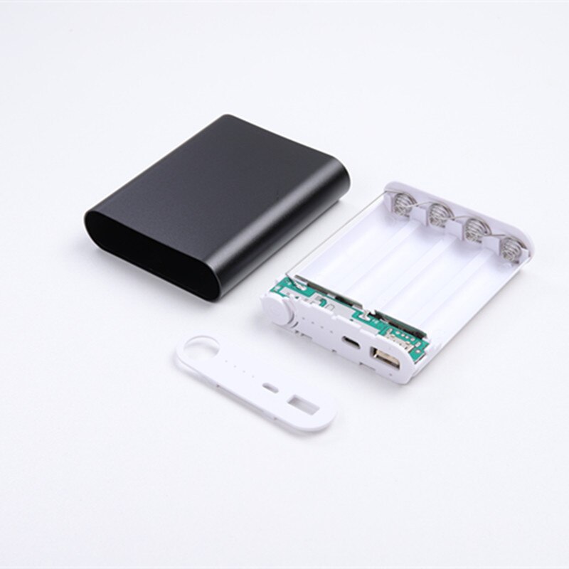 5 Colors Metal Power Bank DIY Kit Storage Case Box Free Welding Suit 4X 18650 Battery 5V 2.1A USB-C External Charger Smart Phone: black