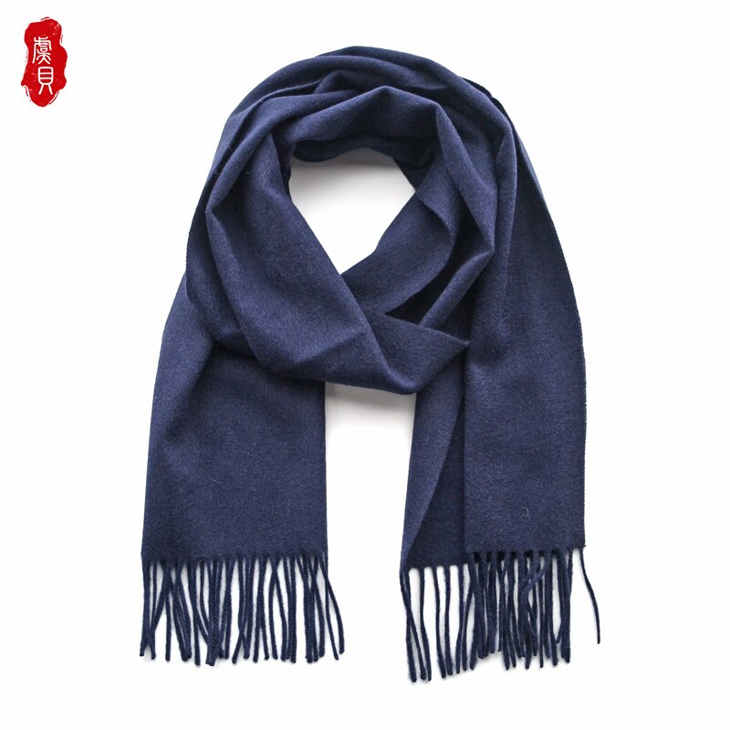 Granatowy niebieski wełna szalik kobiety wąskie małe kaszmirowe chustki mężczyźni miękkie szyk moda cienkie ciepłe jednolity kolor szal prezent dla pań dziewczyna