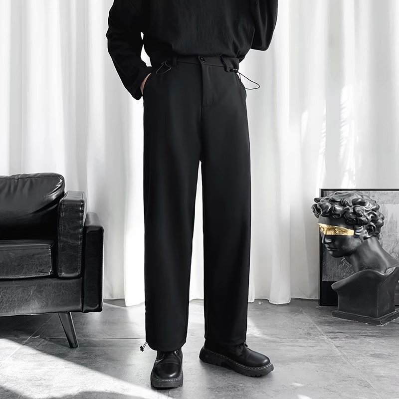 saferido Straight tube loose fitting spring and autumn Korean version trendy casual men's Hong Kong style wide leg pants