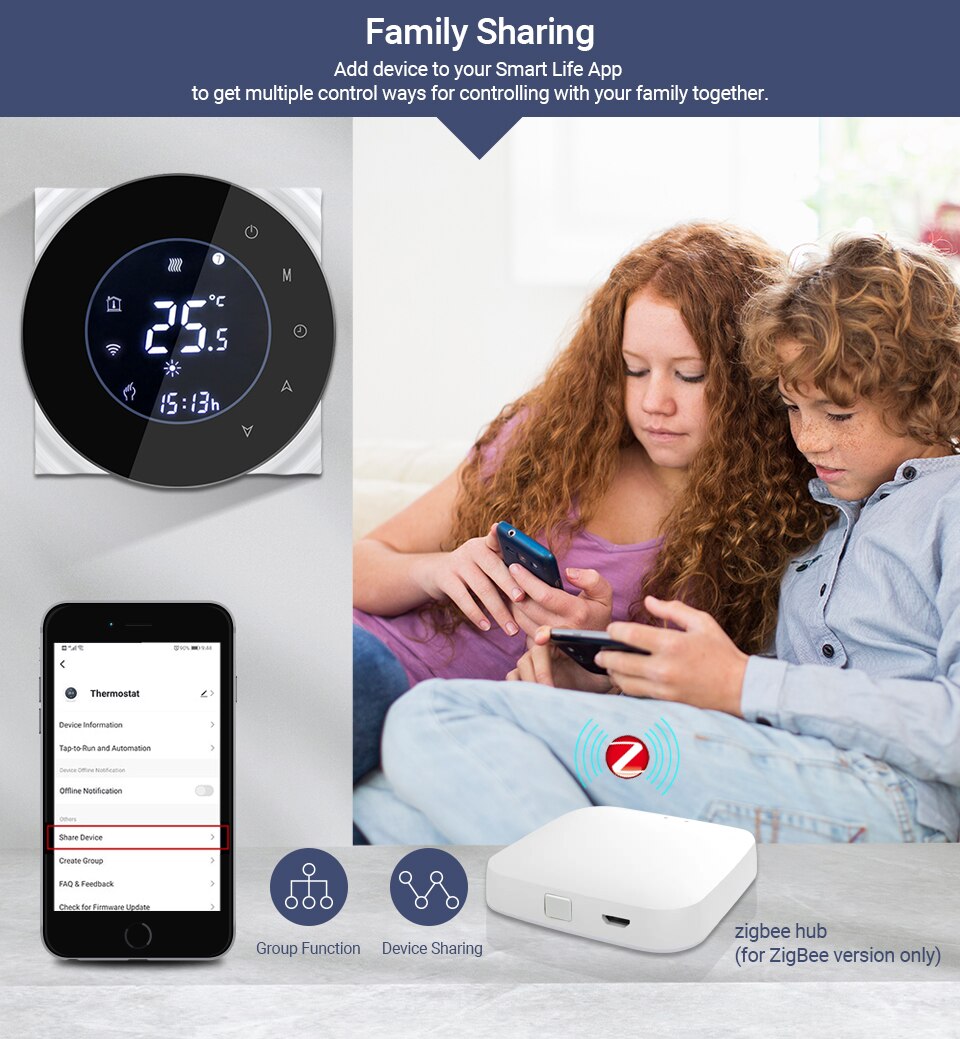 ZigBee Clever Thermostat Temperatur Regler Hub Erforderlich Wasser/Elektrische Boden Heizung Wasser/Gas Kessel Mit Alexa Google Hause