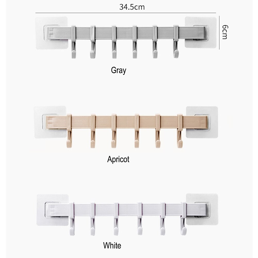 6 trous mural crochets auto-adhésif maison cuisine mur porte manteaux vêtements serviette chapeau rangée crochets cintre maison organisateur: Jaune clair
