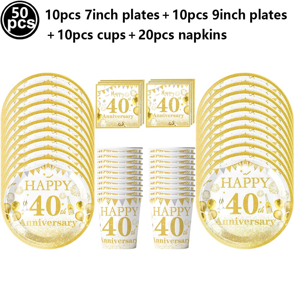 Decoraciones para de cumpleaños de 40 años, pancarta de papel para feliz 40 cumpleaños, globos de látex de 12 pulgadas, suministros colgantes para de 40 cumpleaños: Negro