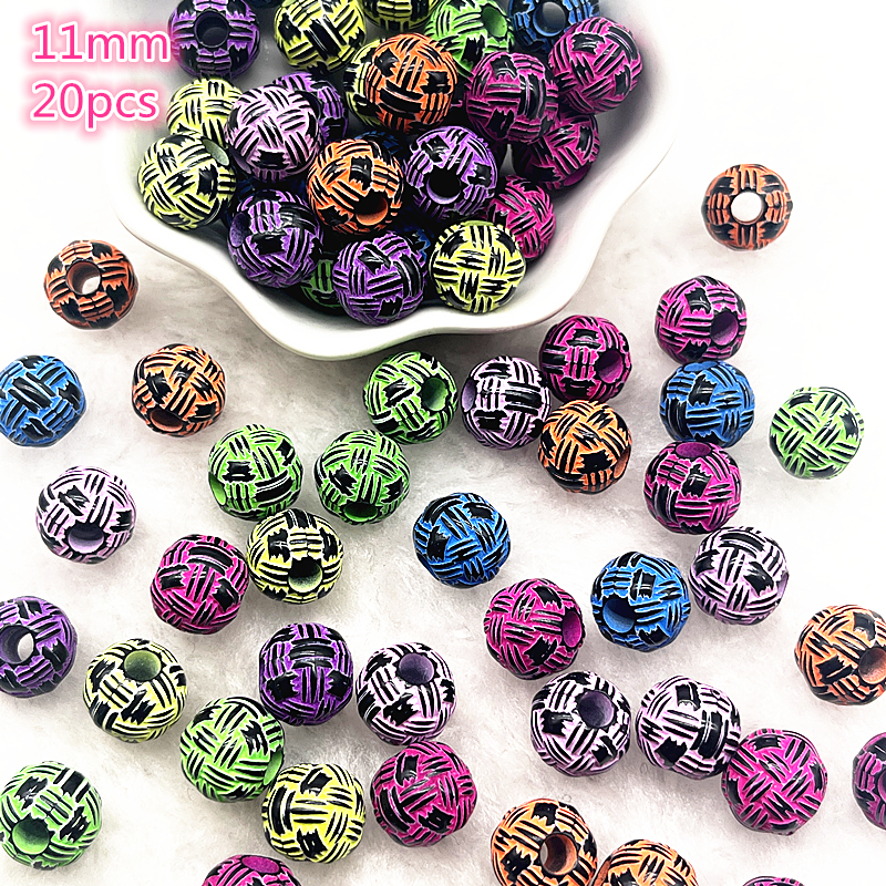 Cuentas acrílicas espaciadoras para hacer joyas, pulsera hecha a mano, 10-20 piezas, deporte, Rugby, tenis, baloncesto, fútbol, voleibol: Castaño