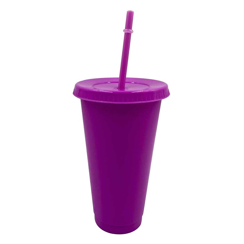 Kleurrijke drank koffie sap thee beker rietje beker kerst en jaar herbruikbare reisbeker drinkgerei 700/473ml: Lichtpaars / 700ml