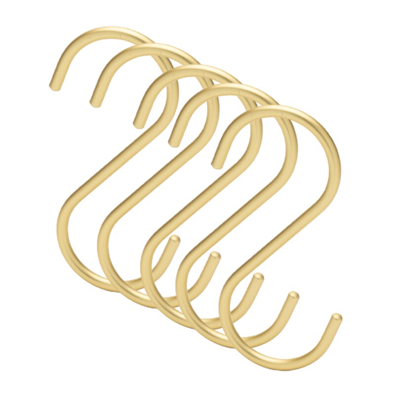Crochet en acier en forme de S, crochet en forme de S, pour la cuisine et la chambre à coucher, garde-corps multifonction, crochet de support de fermoir, crochet de rangement suspendu aussi 5 pièces: gold