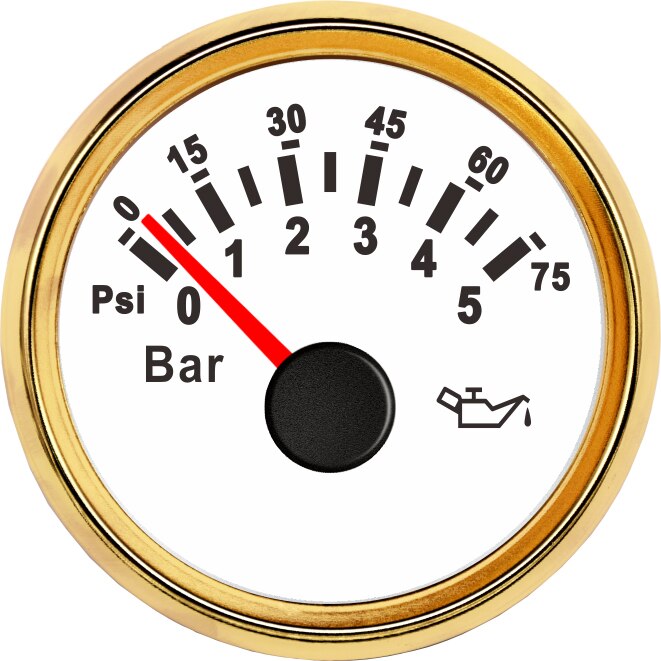 Manomètre universel de pression d'huile, 52mm 12V 24V, capteur de pression d'huile de moteur de voiture et de bateau, 0-5 Bar/0-10 Bar, M10: WG 0-5 Bar