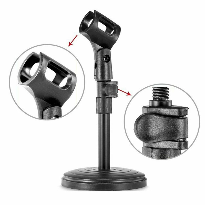 Foldable Desk Table Microphone Clip Table Mic Monopod Stand Adjustable with Clips