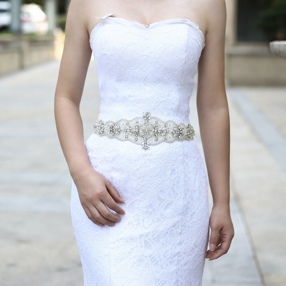 Rhionestones Braut Gürtel Hochzeit Kleid Gürtel Hochzeit Kleid Zubehör Schärpe Braut Gürtel Silber Gürtel SCS349