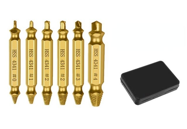 bohrer set 4/5/6 beschädigt Schraube Extractor Drill Bit Set Einfach Nehmen Sie Gebrochene Schraube Schraube Entferner Stripped Schrauben Extractor Abriss werkzeug: 6 PCS Gold With Box