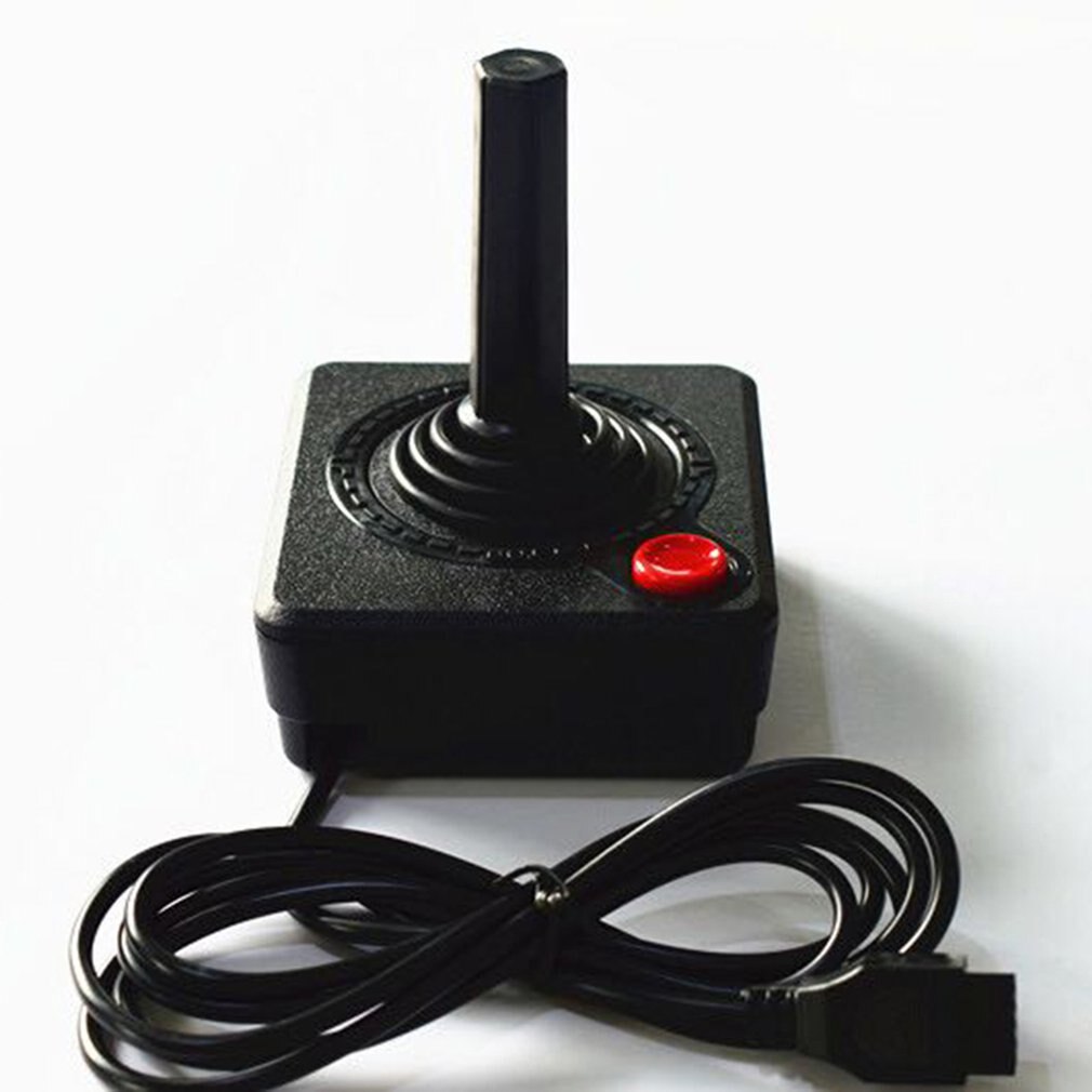 Atualizado 1.5m gaming joystick controlador para atari 2600 jogo rocker com alavanca de 4 vias e único botão de ação retro gamepad