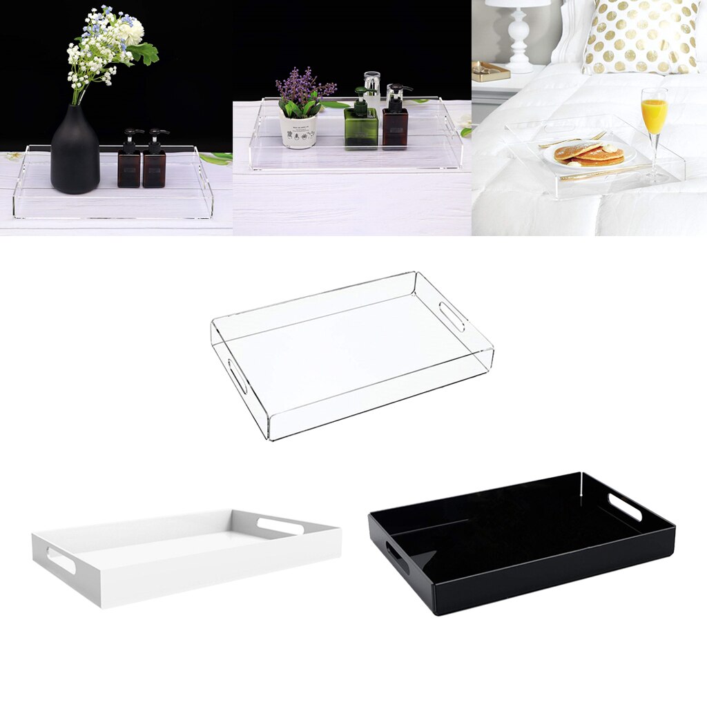 Acrylic Tray Organiser Serving Food Coffee Tea Trays Cosmetic Jewellery Storage