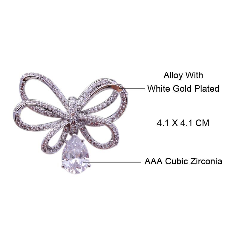 verrotten Bäume Frauen Bowknot Brosche Elegante Luxus AAA kubisch Zirkon Revers Stift Schmuck
