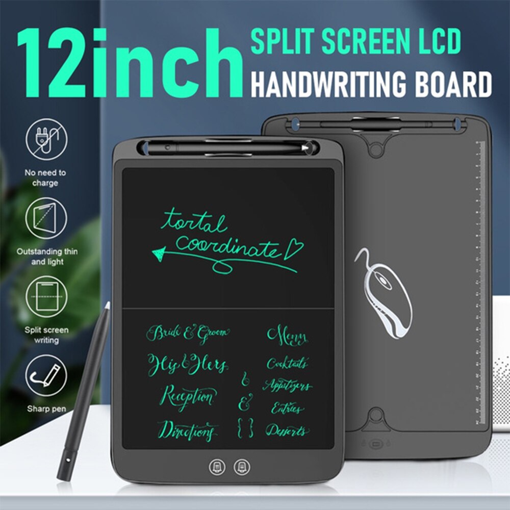 12-Inch Split Screen LCD Writing Tablet - Digital Drawing Board with Erasable Screen