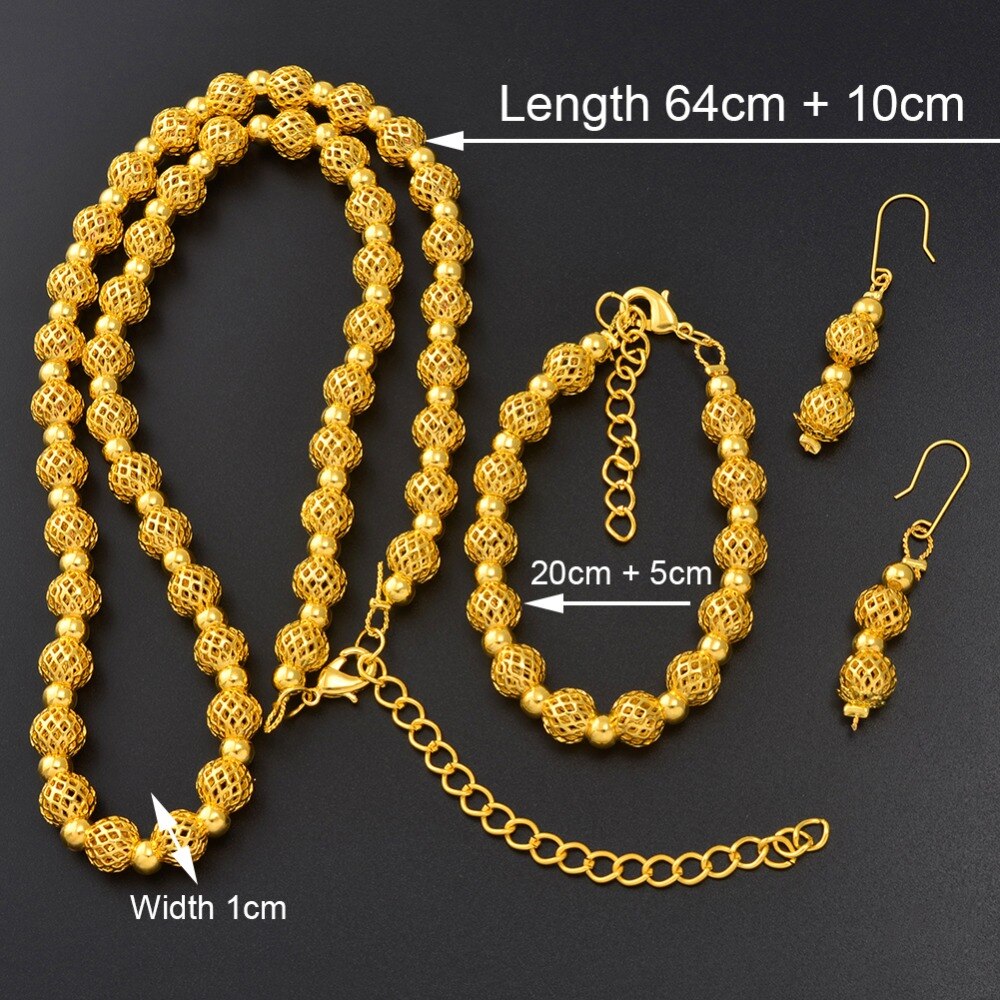 Anniyo okrągłe kulki zestawy biżuterii naszyjnik z koralików bransoletka i kolczyki dla kobiet moda afrykańskie akcesoria imprezowe koralik #158706