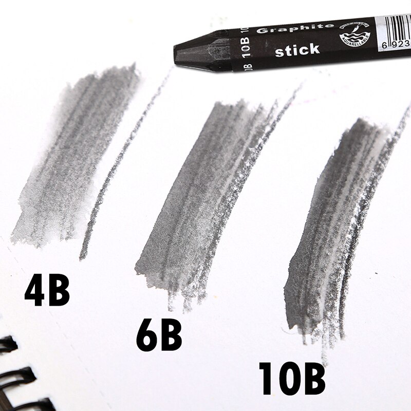 Graphite Stick Set - Water Soluble - 4B 6B 10B, Art Drawing Supplies for Sketch &amp; Shading Pencils, Artist Sketching - 3 Pcs