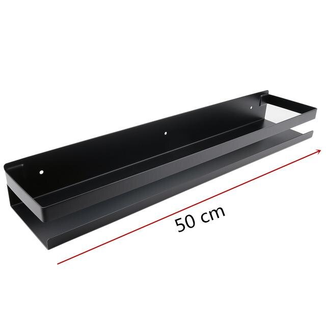 Estante de pared para baño, accesorio negro para ducha, champú y baño, estantes esquineros, estante de almacenamiento de 20cm-50cm: Black  50cm
