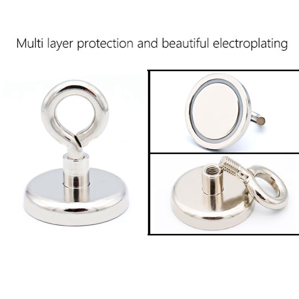 Strong Neodymium Magnet Salvage Magnet Deep Sea Fishing Magnets Holder Pulling Mounting Pot with Ring Eyebolt