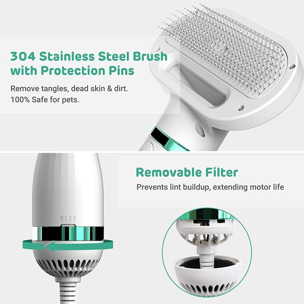 2-In-1 Portable Pet Dog Dryer Dog Hair Dryer And Comb Brush Pet Grooming dryer Cat Hair Comb Dog Fur Blower Low Noise Temprature