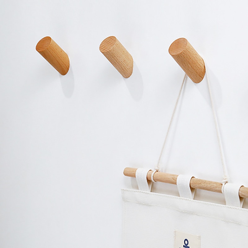 Natuurlijke Hout Kleerhanger Muur Gemonteerde Kapstok Decoratieve Sleutelhouder Hoed Sjaal Handtas Opslag Hangers Badkamer Kamer Rack