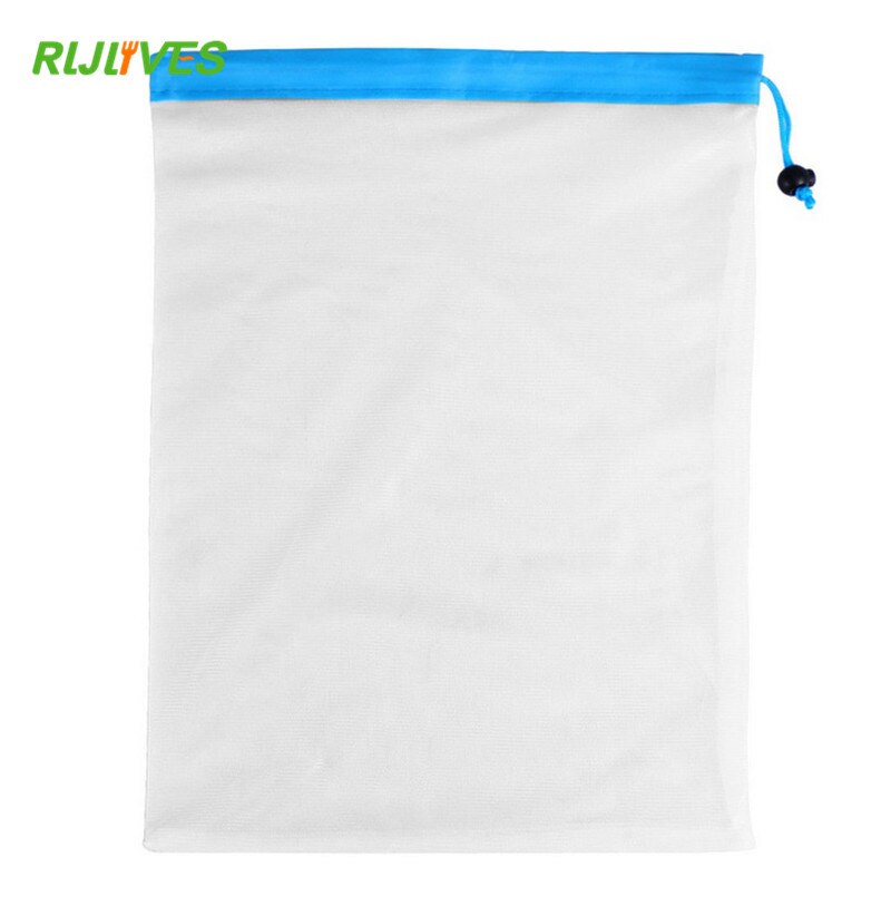 Malla reutilizable bolsas de cocina para el hogar bolsas de malla para almacenamiento de vegetales y frutas con cordón lavable a máquina