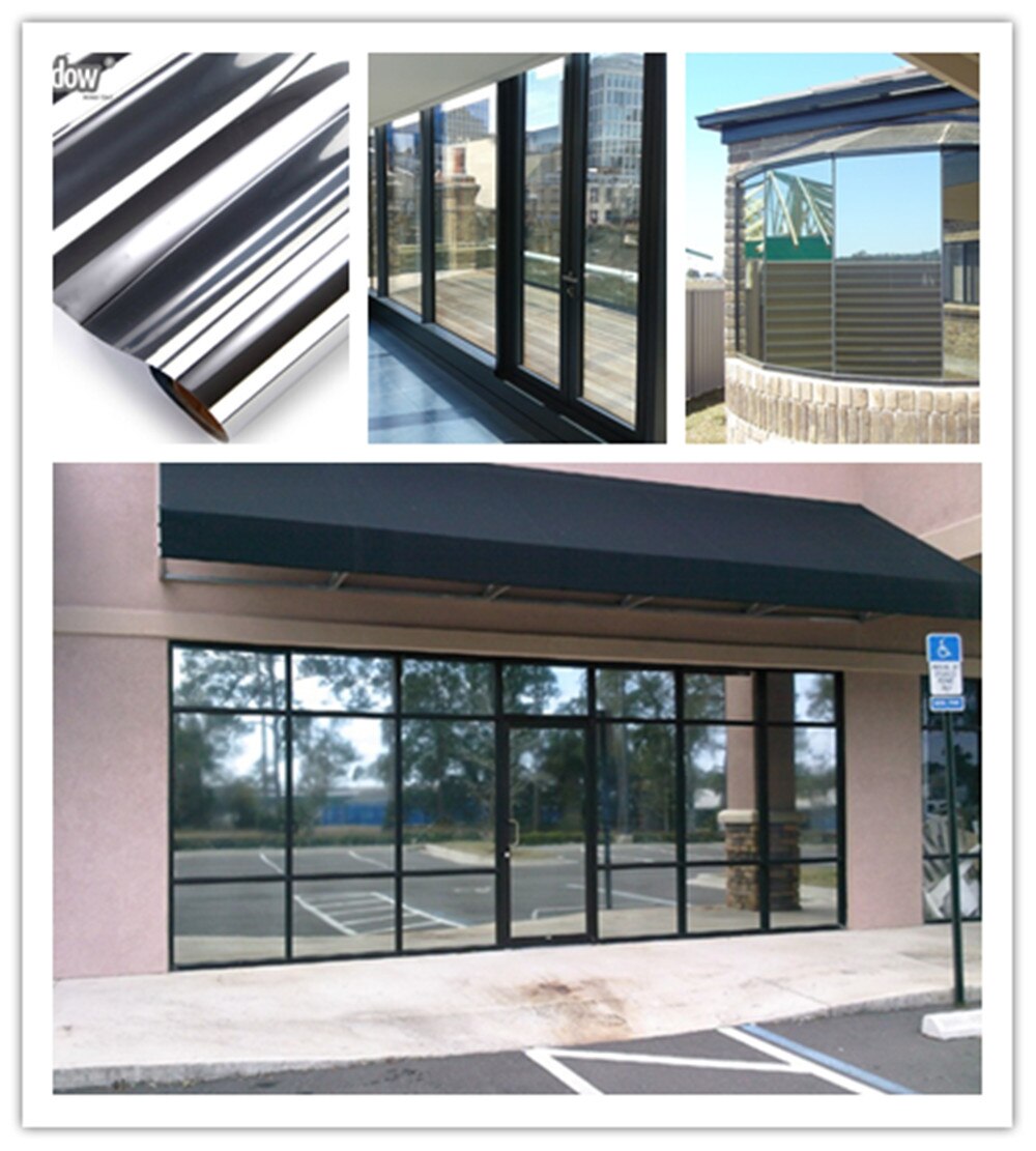Mirror Silver&Silver 20% VLT Solar Reflective Window Film Privacy Tint Decoration Waterproof 70cm x 500cm
