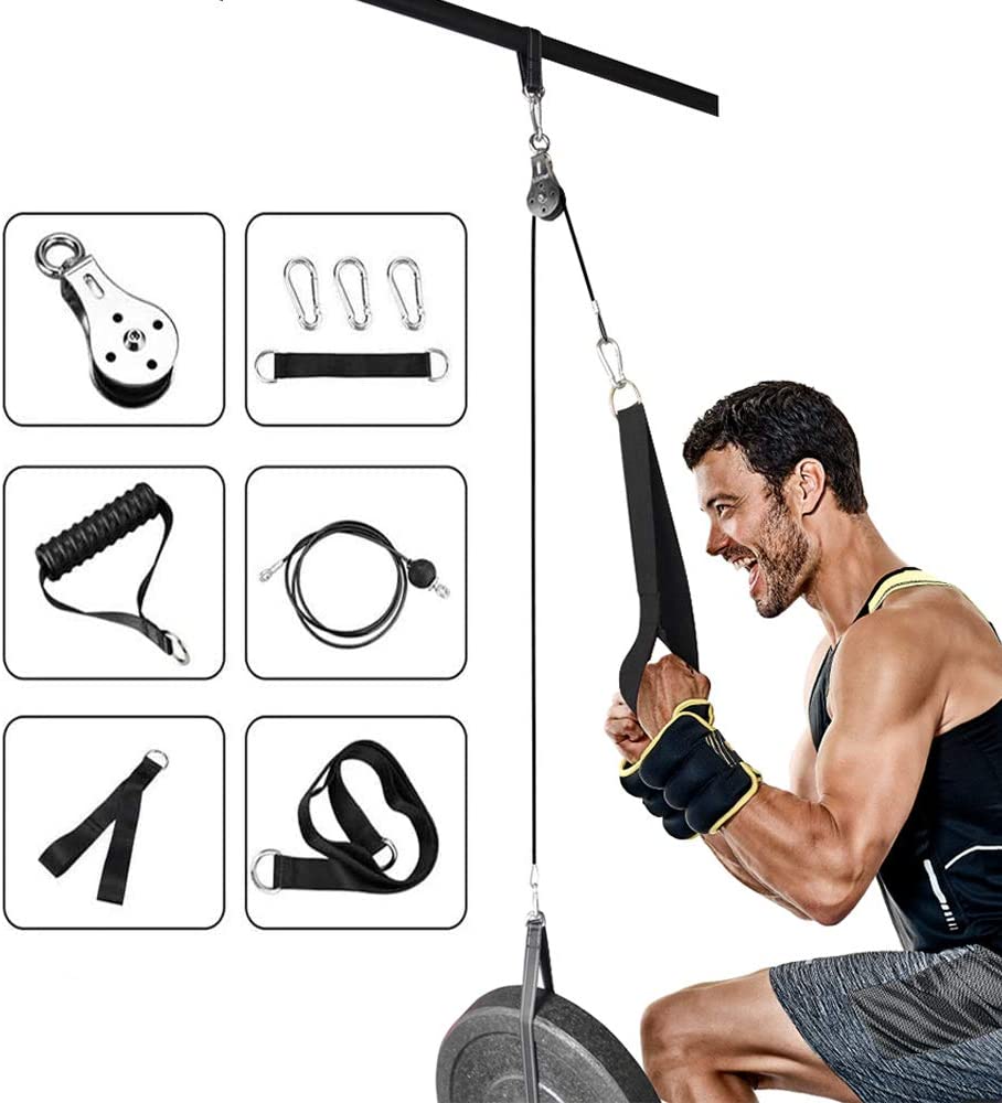 DIY Fitness Pulley Set Lat Lift Pulley Cable System for Lat Pull Down Machine Attachments hand strength Home Gym Equipment