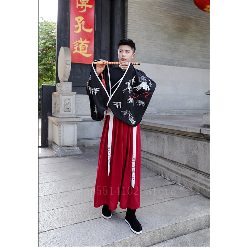 Man forntida kinesisk dräkt hanfu kran vintage vuxna kvinnor folk qing dynastin festival dräkt tangsuit maskeraddräkt fest vestidos: Färg 1 toppkjolar / L
