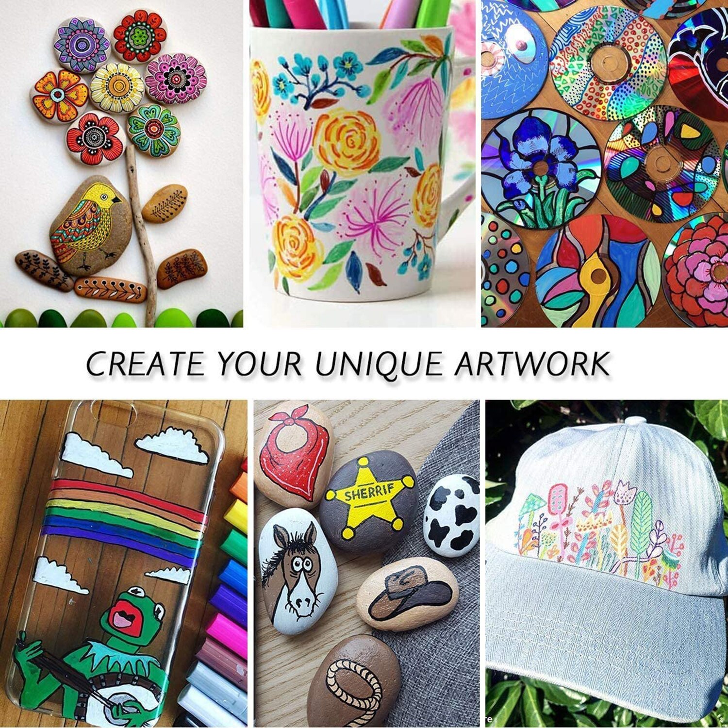 36 Color Sketching Markers, Acrylic Marker for Painting, Acrylic Paint Pen, Brush Art Marker for Fabric Canvas, Rock Painting