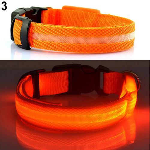 Nylon Led Glow Pet Hond Kraag Hanger Night Veiligheid Knipperende Kat Hond Hals Kraag Leiband Lichtgevende Verstelbare Kraag Voor Hond lopen: Oranje / M