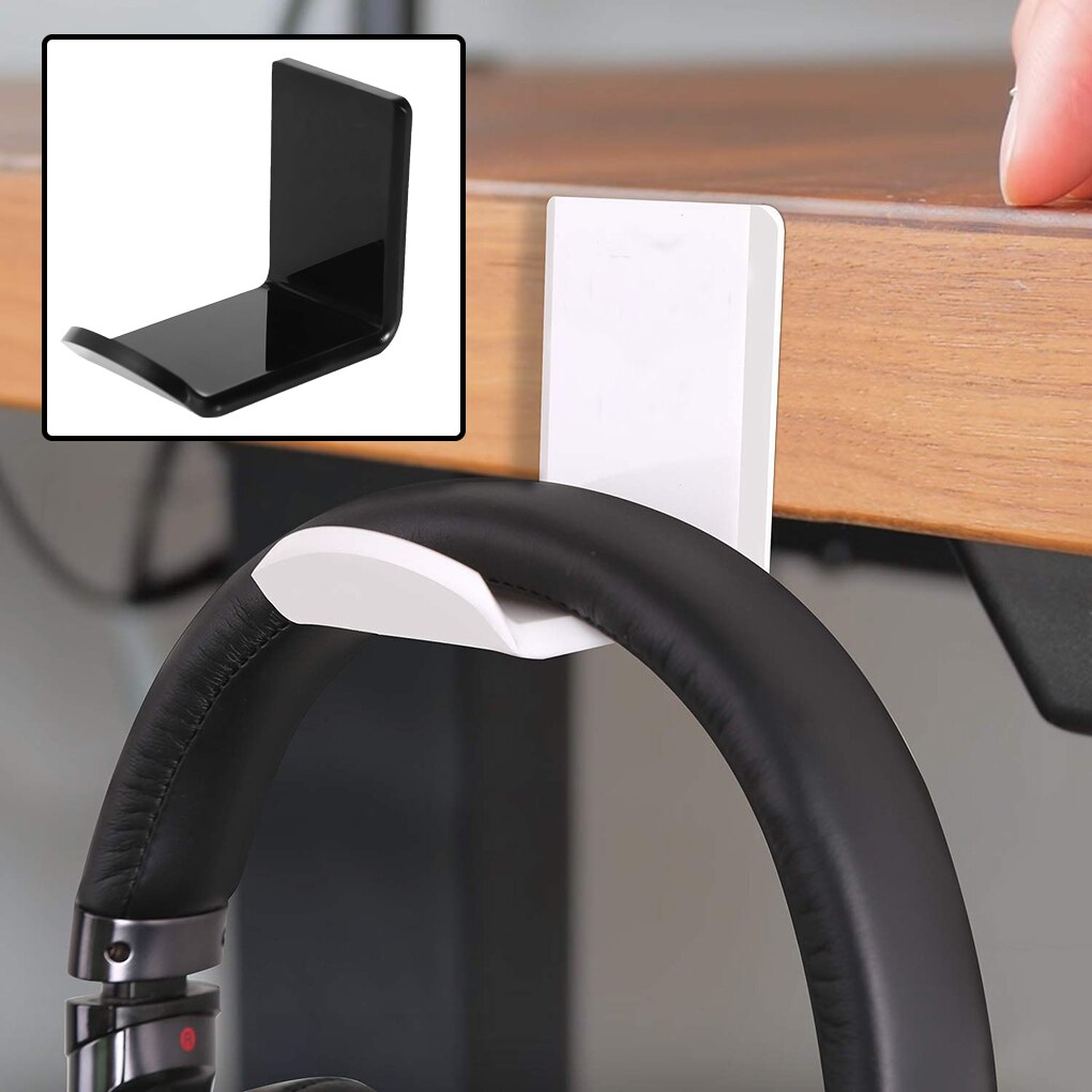 Universal holdbar l-form hodetelefon veggfeste enkel krok datamaskin headset stativ øretelefon akryl skjermholder
