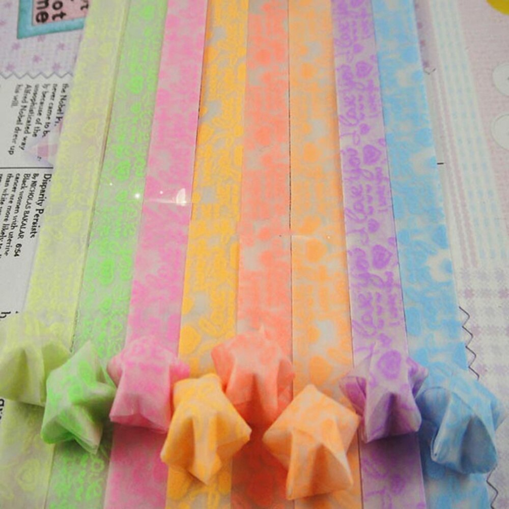 600Pcs Origami Ster Vouwen Papier Glow In The Dark Lumious Vijf Ster Papier Voor Diy Craft (Willekeurige Kleur)