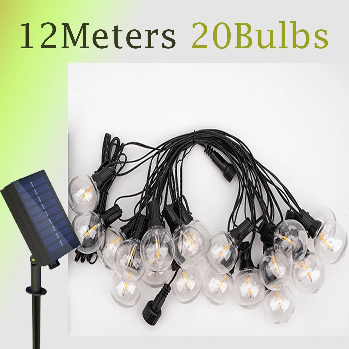 LED-Lichterketten, 21 Meter, G40-Kugellichter, für Höhle Außenbereich, Garten, Terrasse, wasserdicht, Dekoration, Solarstrom, Girlande, Hochzeitsbeleuchtung: veränderbar
