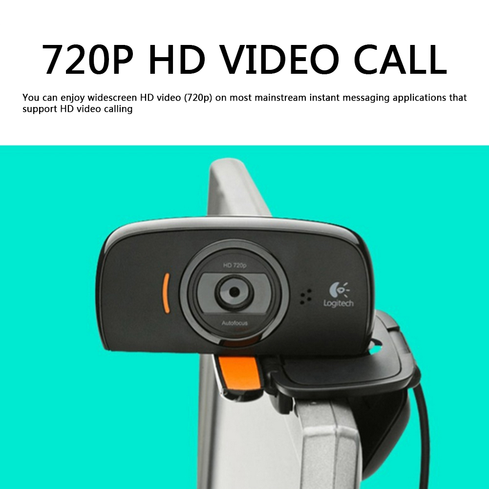 Logitech B525/C525 720P HD Webcam with Mic Rotatable Computer Desktop Laptop Auto Focus Web Camera for Video Calling Conference