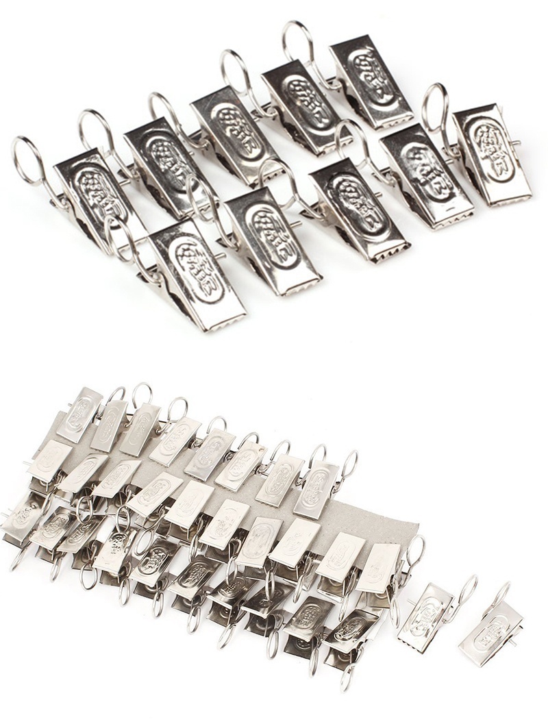 20 Stuks Rvs Venster Douchegordijn Staaf Clips Rings Gordijn Clips Stof Clips Jarretel Metalen Clips