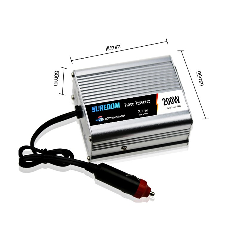 200W Modified Sine Wave Car Inverter DC12V to AC220V EU Power Car Inverter with Switch+USB interface Car Accessories for outdoor