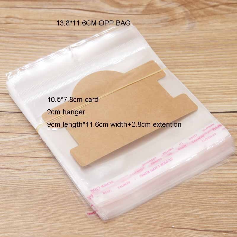 100PCS Storage Bags Transparent Self Adhesive Resealable Clear Poly Bags Packaging opp Bag jewelry card matching opp bags: 13.8x11.6cm