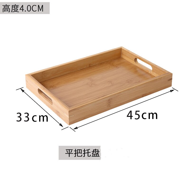 Bamboo Wood Tray Solid Wood Household Rectangular Tea Tray Water Cup Plate Japanese Bread Snack Wooden Dish Coffee BBQ Tray: A-45x33cm